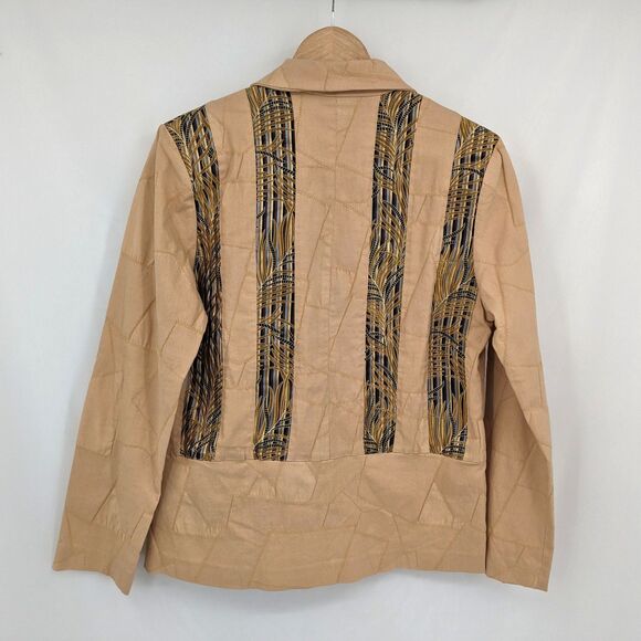 NWT Vintage 90s Silk Box Jacket Patchwork Stitching Lagenlook Cottagecore Size 6 - Picture 2 of 9